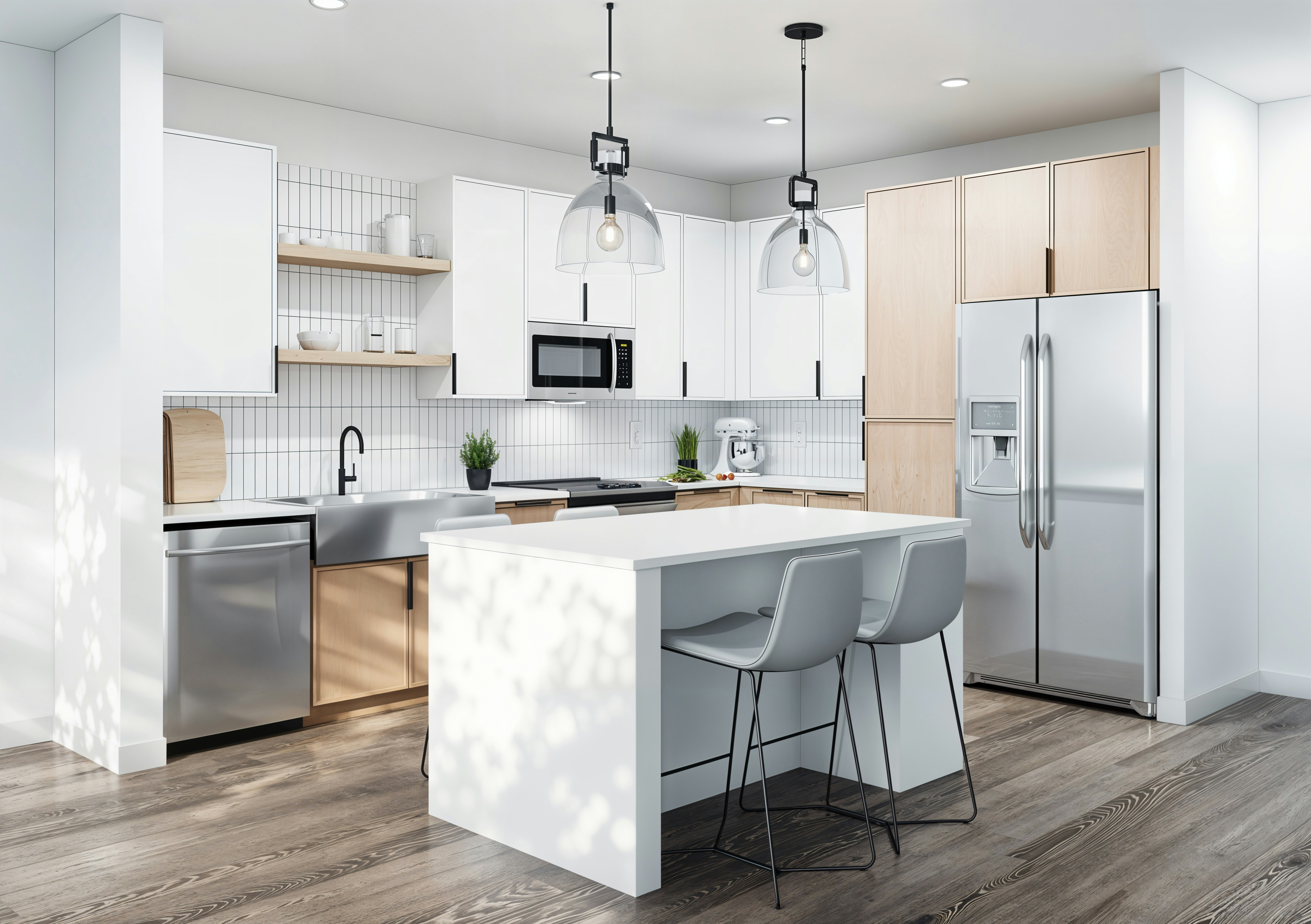 Cocina minimalista blanca